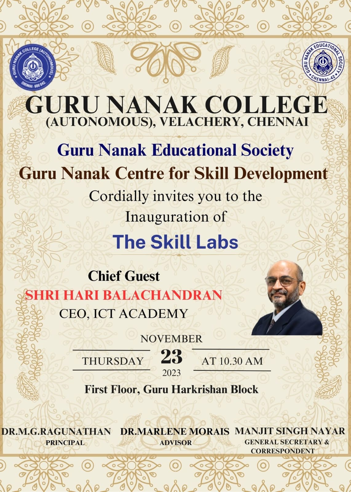 Inauguration of The Skill Labs by Chief Guest, Shri Hari Balachandran, CEO, ICT Academy.